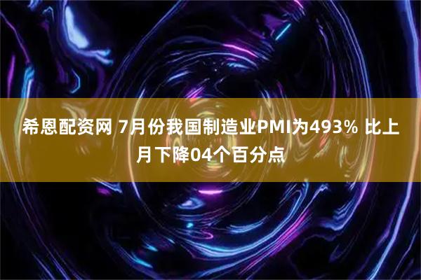 希恩配资网 7月份我国制造业PMI为493% 比上月下降04个百分点